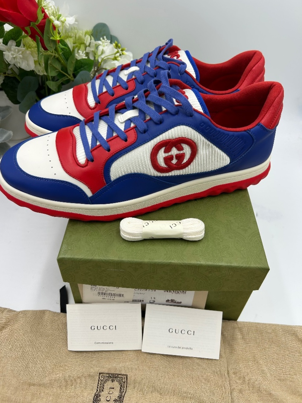 *************Men’s Gucci MAC 80 leather low top sneakers, size 13, Made in Italy